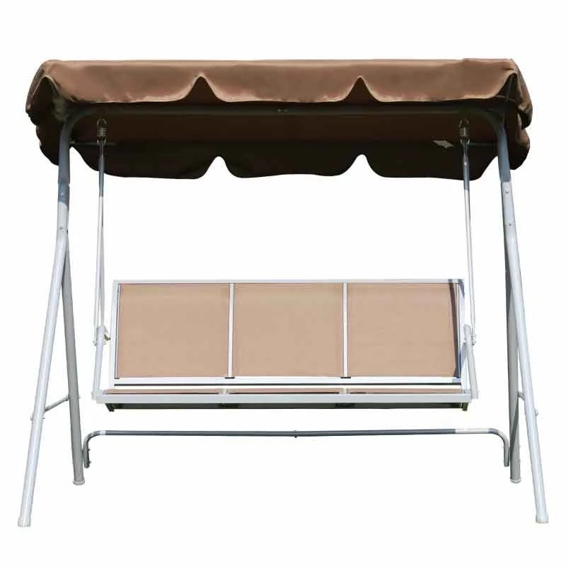 Outsunny 3-Seater Canopy Swing Chair - Brown - 84A-059BN - Image 2