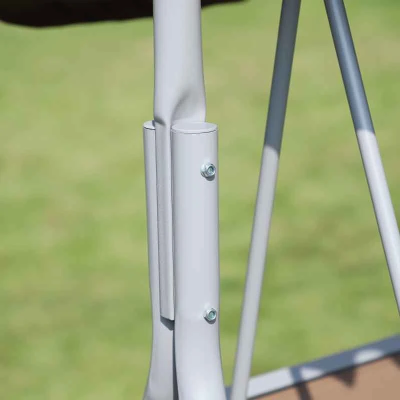 Outsunny 3-Seater Canopy Swing Chair - Brown - 84A-059BN - Image 4