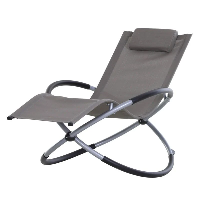 Outsunny Foldable Mesh Garden Rocking Chair - Grey - 84A-079GY - Image 3