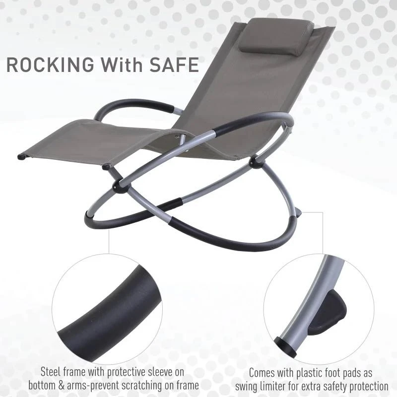 Outsunny Foldable Mesh Garden Rocking Chair - Grey - 84A-079GY - Image 9