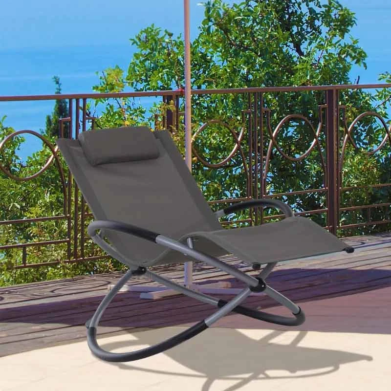 Outsunny Foldable Mesh Garden Rocking Chair - Grey - 84A-079GY