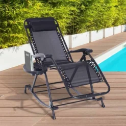 Outsunny Steel Garden Rocking Chair - Black - 84A-080BK