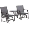 Outsunny 3 Piece Rattan Bistro Set With Rocking Chairs - Brown/Grey - 84A-084