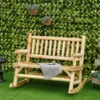 Outsunny 2-Seater Rocking Garden Bench - Natural Wood - 84A-133ND
