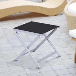Outsunny Portable Aluminium Textoline Chair - Black - 84B-017