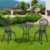 Outsunny 3 Piece Antique Cast Aluminum Bistro Set Outdoor Furniture - Black - 84B-028