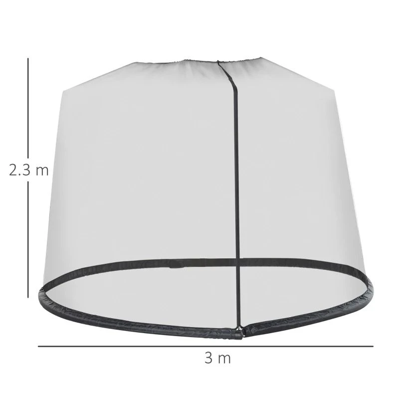 Outsunny 2.3m Umbrella/Table Mosquito Net - Black - 84B-063 - Image 9