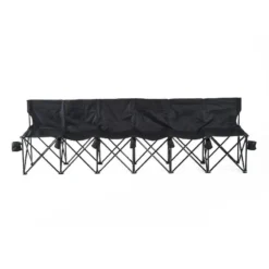 Outsunny 6 Seater Sports Folding Chair With Cup Holder & Carry Bag - Black - 84B-066BK