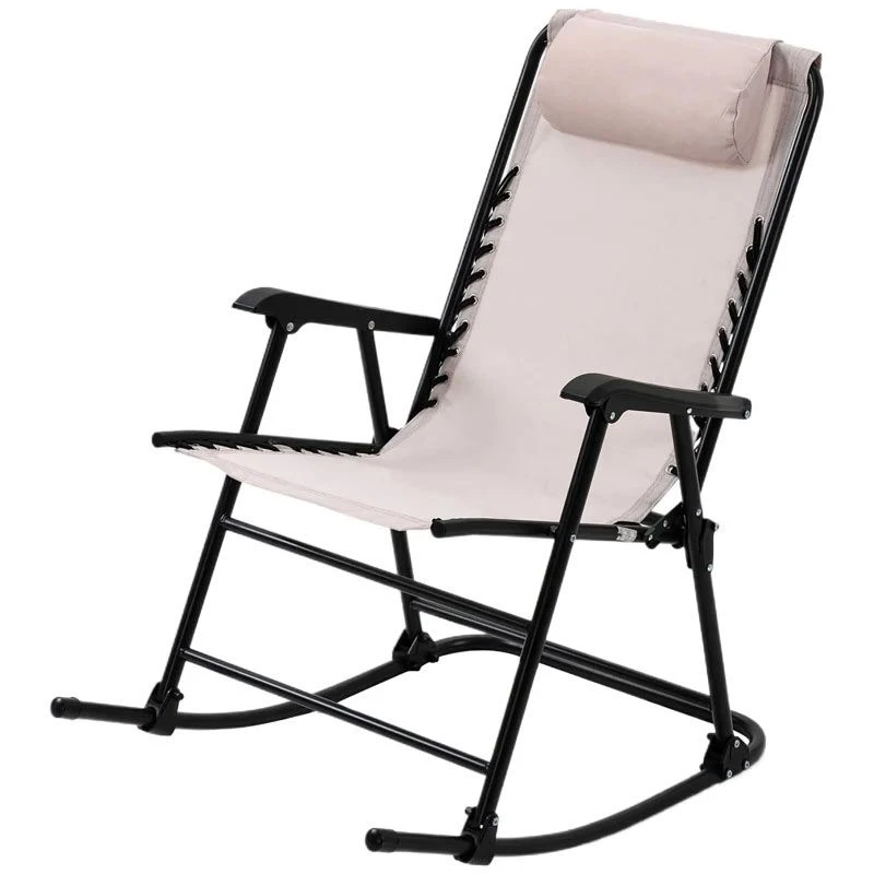 Outsunny Folding Rocking Garden Chair - Beige - 84B-099BG - Image 4