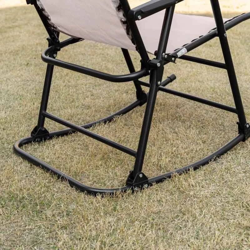 Outsunny Folding Rocking Garden Chair - Beige - 84B-099BG - Image 8