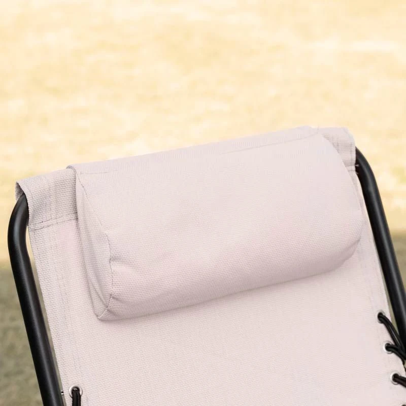 Outsunny Folding Rocking Garden Chair - Beige - 84B-099BG - Image 7