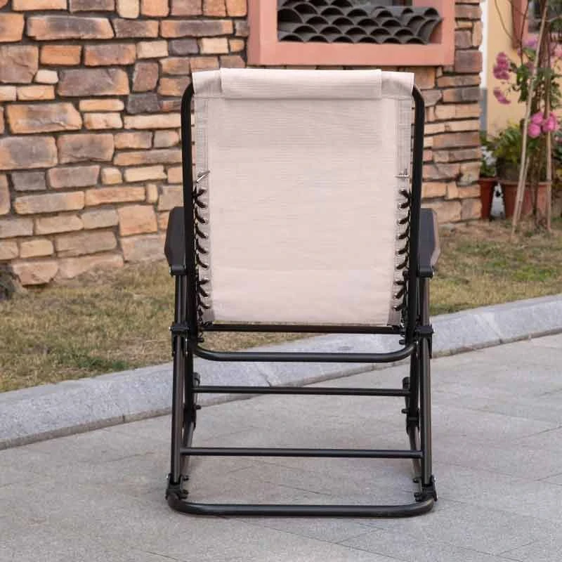 Outsunny Folding Rocking Garden Chair - Beige - 84B-099BG - Image 6
