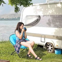 Outsunny Folding Saucer Moon Chair - Blue - 84B-299BU