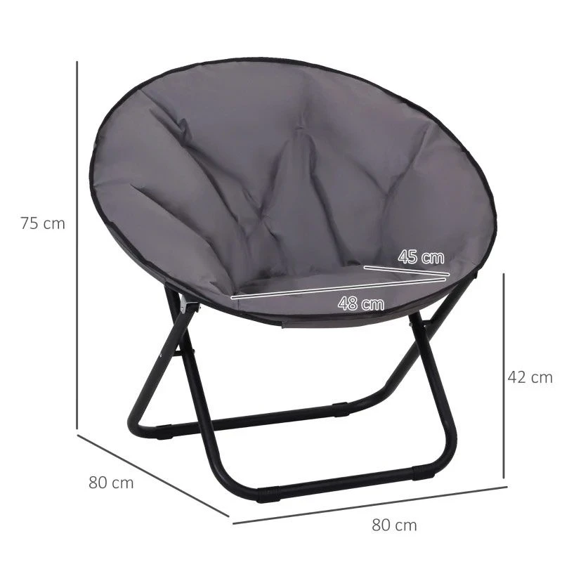 Outsunny Folding Saucer Moon Chair - Grey - 84B-299GY - Image 10