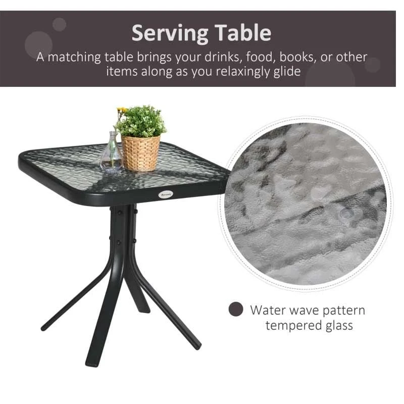 Outsunny Glider Rocking Patio Furniture Bistro Set - Black - 84B-359BK - Image 7