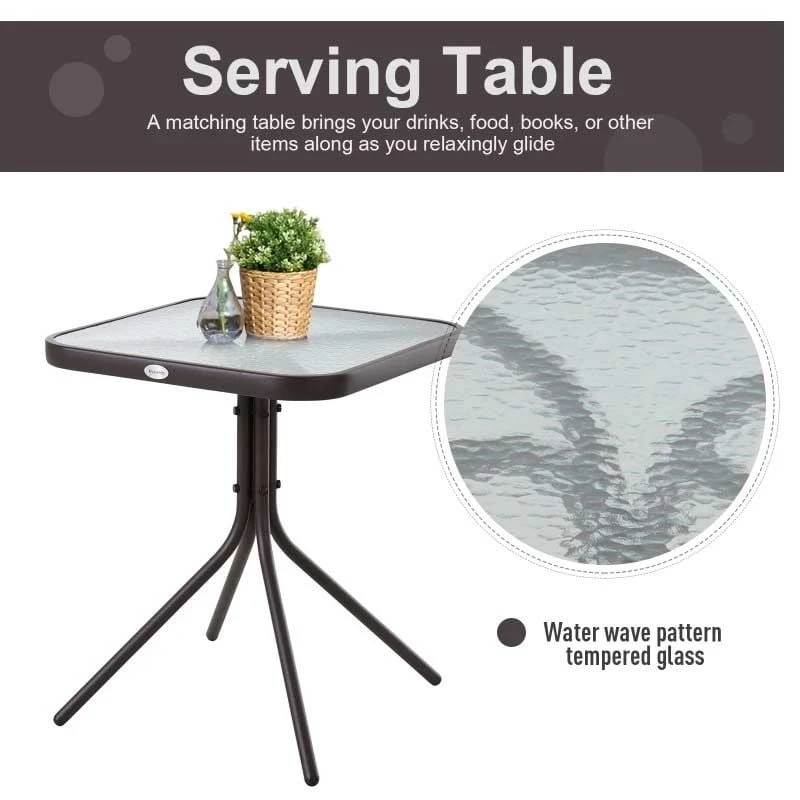 Outsunny Bistro Set Steel Frame Glider Rocking Chair And Table - Grey -84B-359GY - Image 5