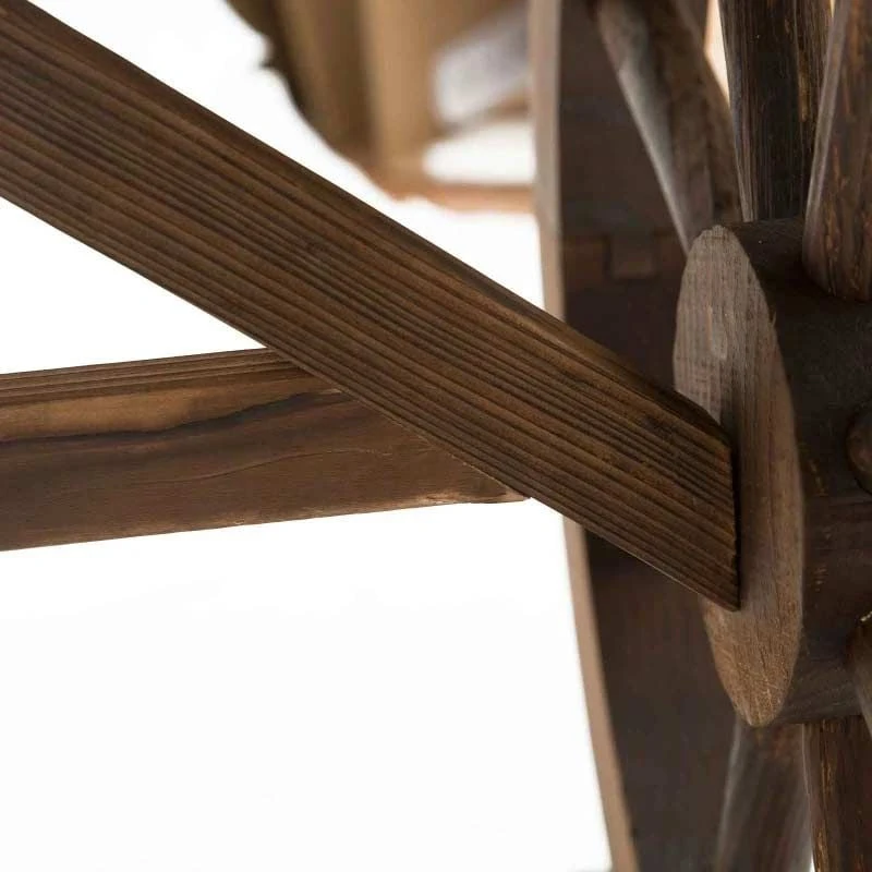 Outsunny Wooden Dining Table With Wheel Shaped Legs - 1130mm - Natural Fir Wood - 84B-361 - Image 8