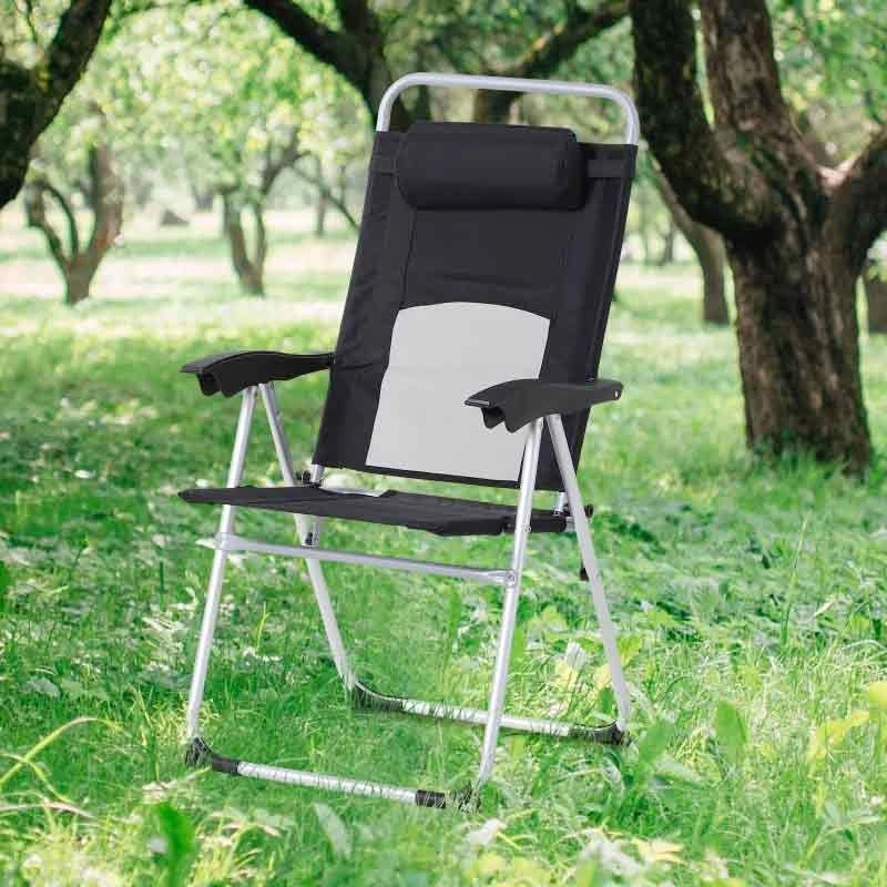 Outsunny 3 Position Adjustable Outdoor Garden Chair With Headrest - Black - 84B-399BK - Image 10