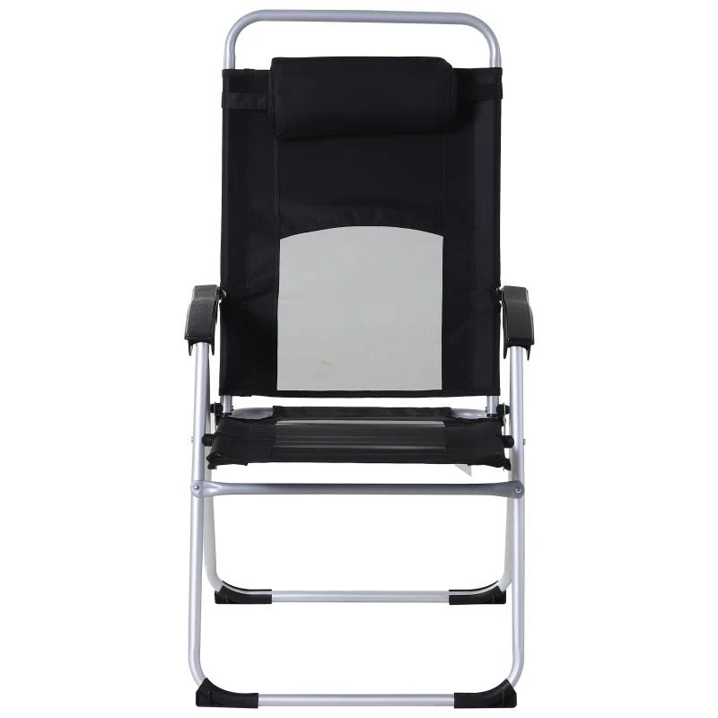 Outsunny 3 Position Adjustable Outdoor Garden Chair With Headrest - Black - 84B-399BK - Image 4
