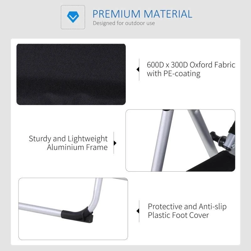 Outsunny 3 Position Adjustable Outdoor Garden Chair With Headrest - Black - 84B-399BK - Image 5