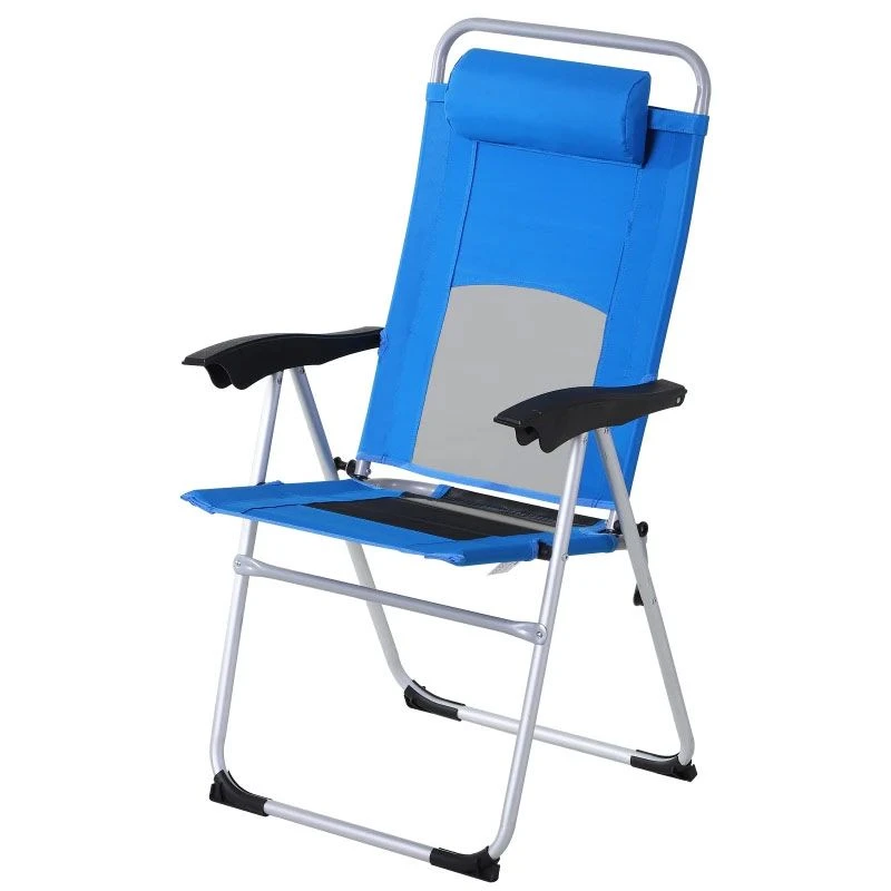 Outsunny 3 Position Adjustable Outdoor Garden Chair With Headrest - Blue - 84B-399BU - Image 2
