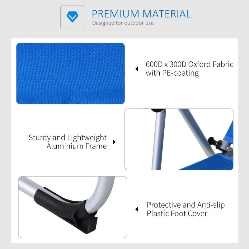 Outsunny 3 Position Adjustable Outdoor Garden Chair With Headrest - Blue - 84B-399BU - Image 5