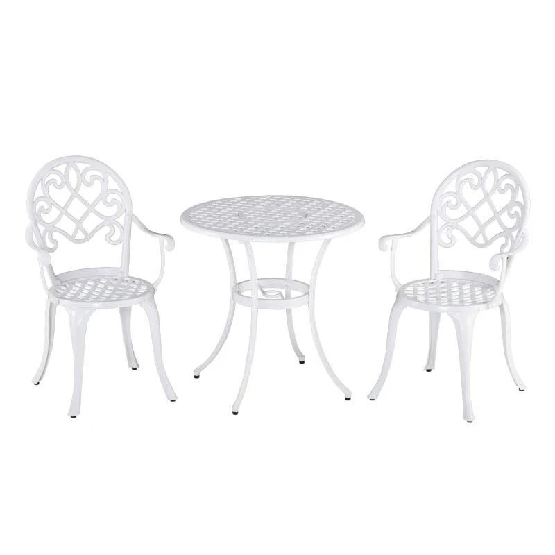 Outsunny 3 Piece Aluminium Bistro Set - White - 84B-505 - Image 9