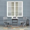 Outsunny 3 Piece Garden Bistro Set With Foldable Coffee Table & Chairs - Grey - 84B-638