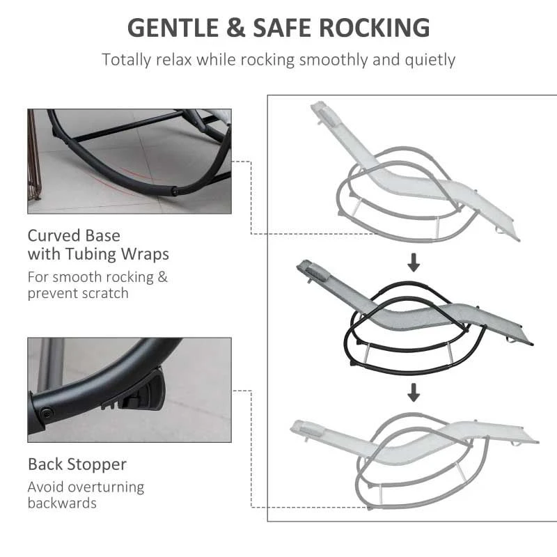 Outsunny Garden Rocking Chair - Grey - 84B-679GY - Image 10