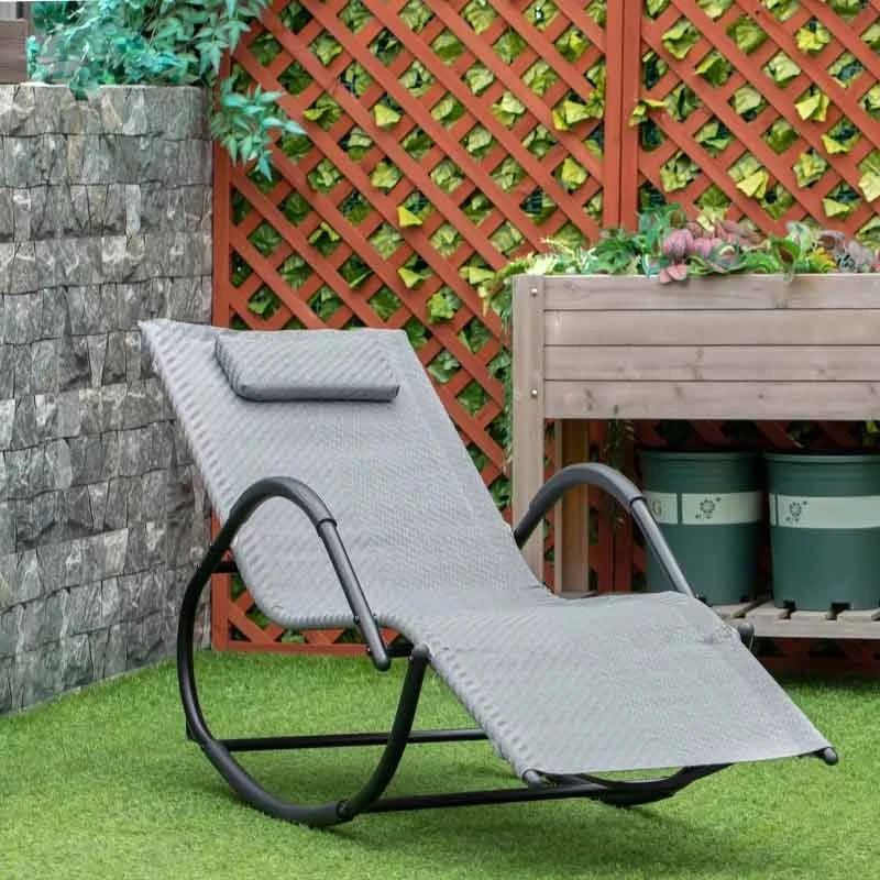 Outsunny Garden Rocking Chair - Grey - 84B-679GY
