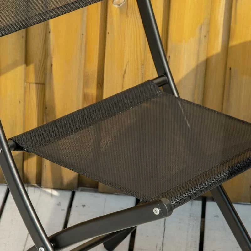 Outsunny 3 Piece Bistro Set Folding Table & Chairs - Black - 84B-692 - Image 8