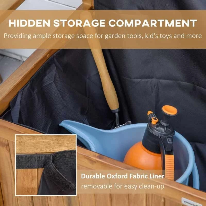 Outsunny 2-Seater Wood Storage Garden Bench - Natural - 84B-740ND - Image 5