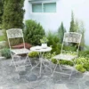 Outsunny Metal Bistro Set For 2 With Folding Chairs And Round Table - White - 84B-838