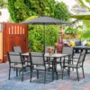 Outsunny 7 Piece Garden Dining Armchairs And Table Patio Furniture Set - Black & Grey - 84B-839
