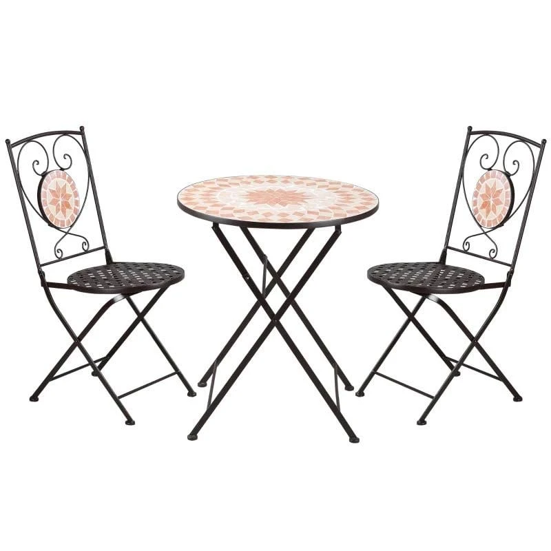 Outsunny 3 Piece Mosaic Bistro Set Outdoor Furniture - Yellow - 84B-871 - Image 2