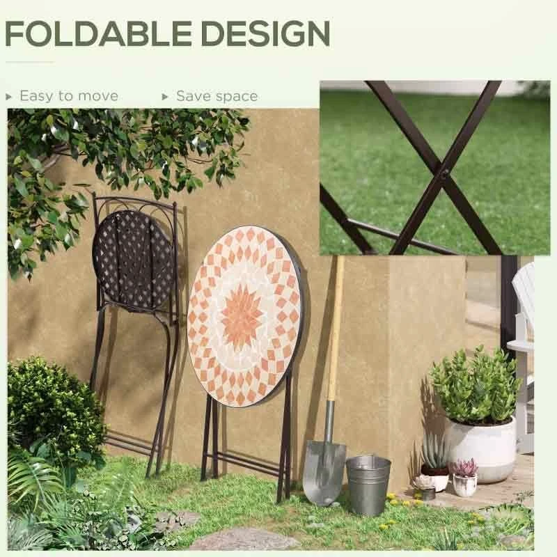 Outsunny 3 Piece Mosaic Bistro Set Outdoor Furniture - Yellow - 84B-871 - Image 7