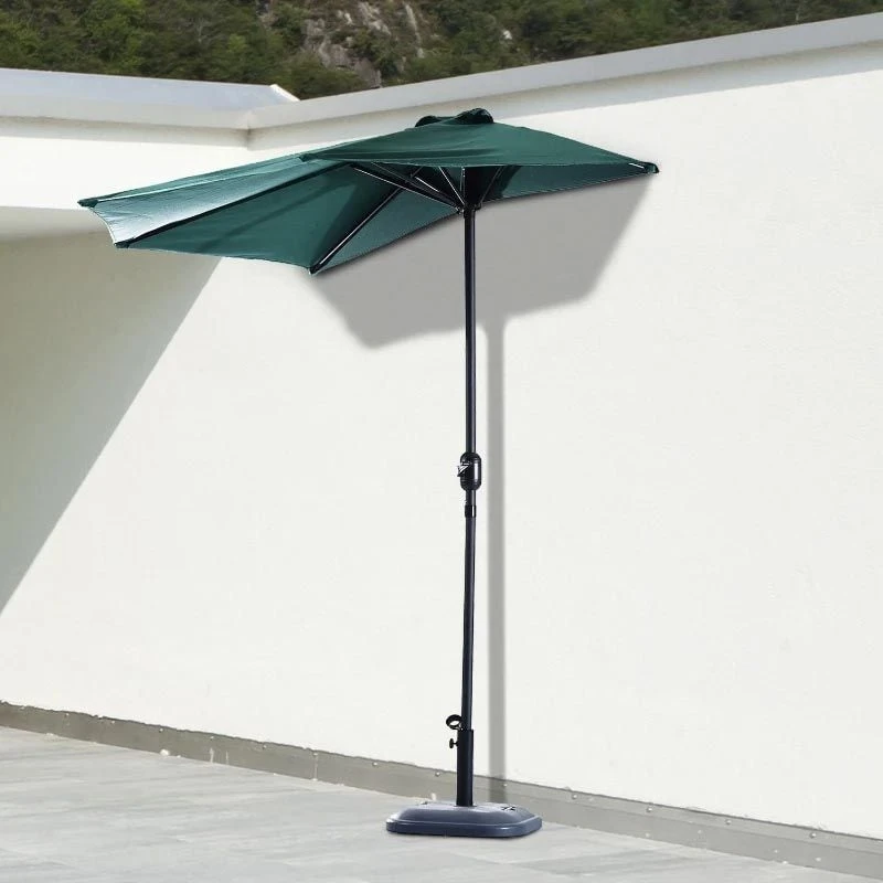 Outsunny 2.7m Half Round Umbrella Parasol - Green - 84D-007GN - Image 3