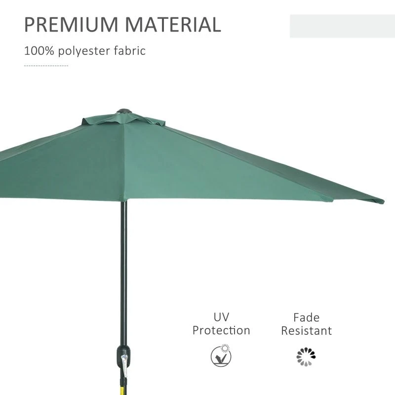 Outsunny 3m Half Round Balcony Parasol - Green - 84D-008GN - Image 7