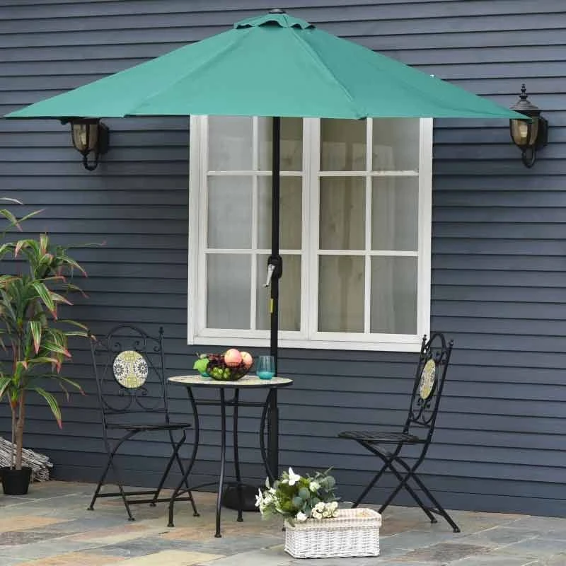 Outsunny 3m Half Round Balcony Parasol - Green - 84D-008GN - Image 4