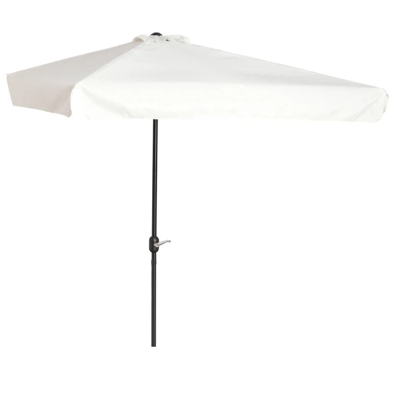 Outsunny 2.3m Half Round Parasol - Cream White - 84D-008V01CW - Image 2