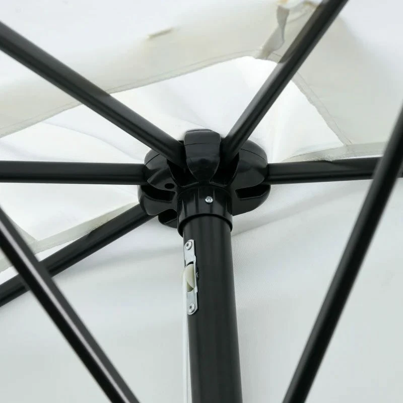 Outsunny 2.3m Half Round Parasol - Cream White - 84D-008V01CW - Image 6