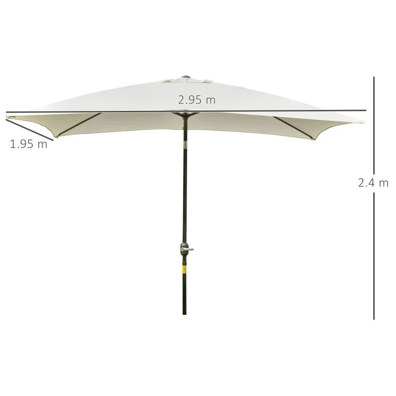 Outsunny 195Lx295Wx240Hcm Umbrella Parasol - White - 84D-013CW - Image 10