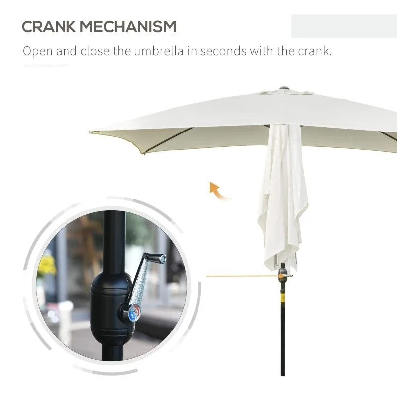 Outsunny 195Lx295Wx240Hcm Umbrella Parasol - White - 84D-013CW - Image 8