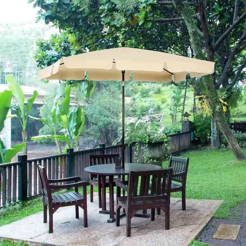 Outsunny 2 X 1.25m Rectangular Tilt Aluminium Parasol Patio - Beige - 84D-016BG - Image 10