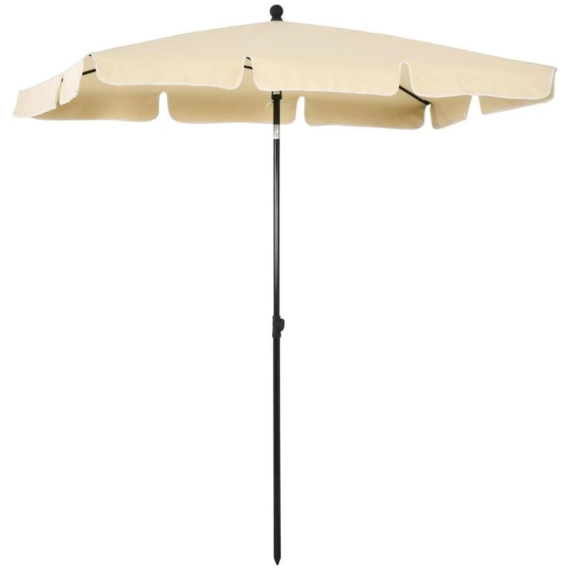 Outsunny 2 X 1.25m Rectangular Tilt Aluminium Parasol Patio - Beige - 84D-016BG - Image 2
