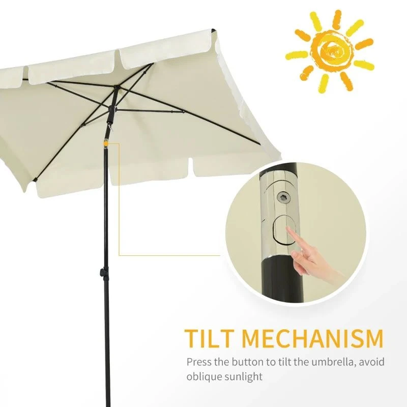 Outsunny Aluminium Umbrella Parasol - Cream - 84D-016CW - Image 9