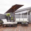 Outsunny Wooden Patio Parasol 6 Ribs - Coffee - 84D-017CF