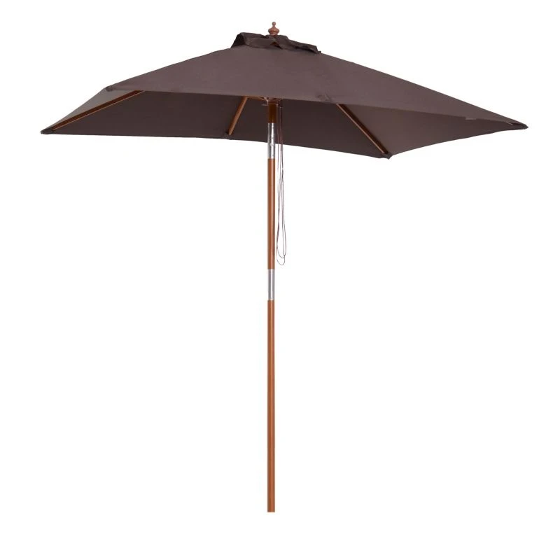 Outsunny Wooden Patio Parasol 6 Ribs - Coffee - 84D-017CF - Image 2