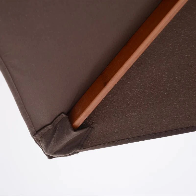 Outsunny Wooden Patio Parasol 6 Ribs - Coffee - 84D-017CF - Image 3