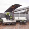 Outsunny 2m X 1.5m Tilt Mechanism Bamboo Wooden Parasol - Deep Grey - 84D-017CG